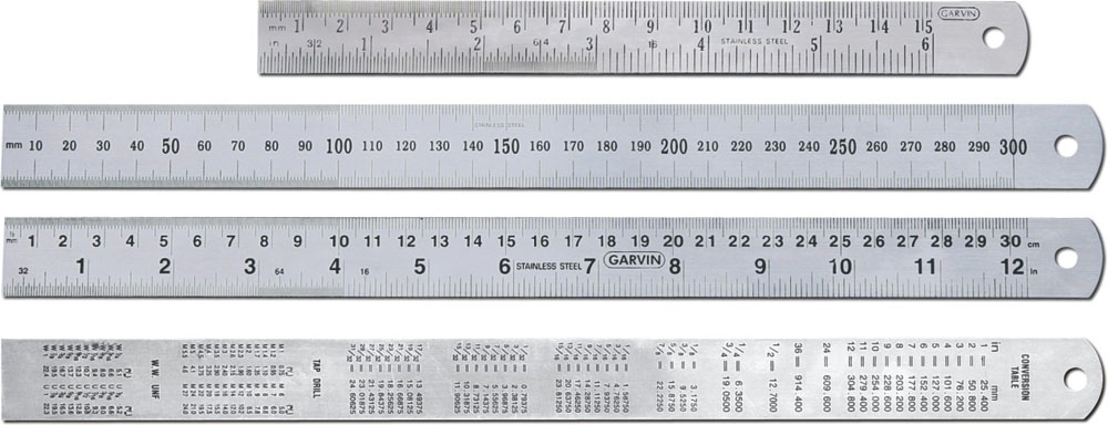 bryst Standard medaljevinder Stållineal 1000 mm - mm & tommer