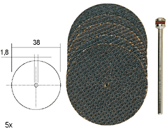 Proxxon aluminium-Oxyd Skæreskive Ø38 mm 5 stk Inkl. Holder